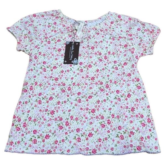 Matilda Jane White Pink Budding Florals Springtime Flowers Puff Sleeve Top SZ 10 - Picture 2 of 3
